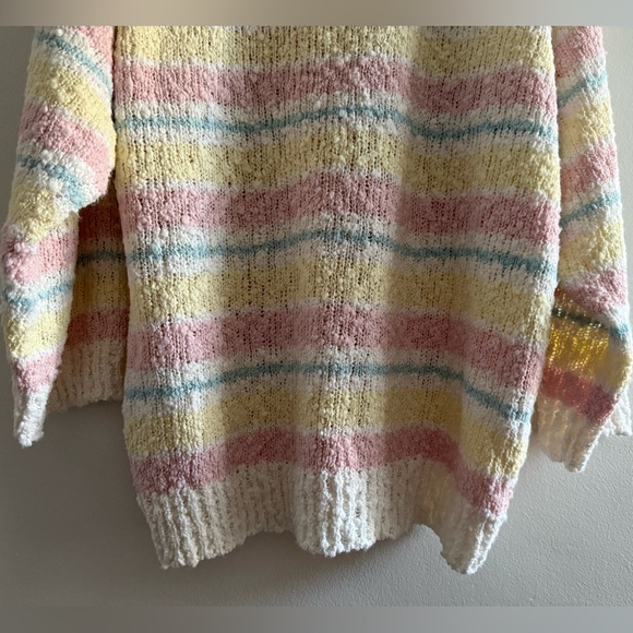Vtg Allison Smith II Sherbet / Pastel Striped Sweater, Textured Yarn, Size Large - Picture 12 of 16